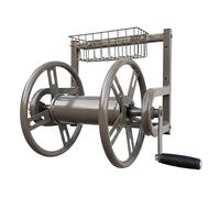 Relaxdays Avvolgitubo, Acciaio Inox, 40 m, Montaggio a Parete, Attacco clic, HxLxP: 56 x 48 x 42