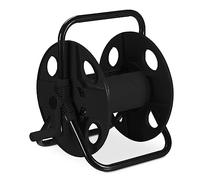 Relaxdays Avvolgitubo Acqua, Raccoglitubo, Avvolgi Tubo 30 Metri e 1/2", Acciaio e Plastica, HLP: 38 x 42 x 31 cm, Nero