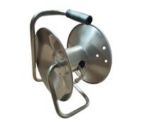Relaxdays Avvolgitubo da Giardino in Acciaio Inox, per Tubo 15 m 1/2", HxLxP: 36x22x27,5 cm, Argento