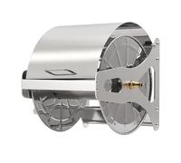 Relaxdays Avvolgitubo in acciaio inox, per tubo 40 m 1/2", montaggio a parete, A x L x P: 31 x 40 x 36 cm, argento