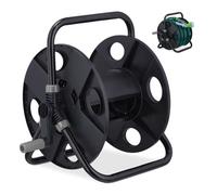 Relaxdays Avvolgitubo dell'Acqua, Attacco 1/2", Bobina Riavvolgi Tubi da 30 m, Accessori per Irrigazione, Nero Grigio
