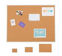 Relaxdays Bacheca in Sughero con Cornice in Alluminio, Lavagna Promemoria, 6 Puntine, Casa & Ufficio, 90 x 120, Marrone, 1 pz