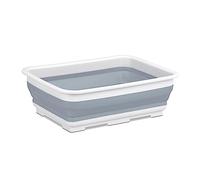 Relaxdays Bacinella Pieghevole, Catino Rettangolare da 7 l, da Picnic e Campeggio, HLP: 12 x 37 x 27 cm, Bianco Grigio