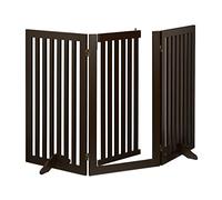 Relaxdays Cancelletto per Bambini, Barriera per Cani e Neonati, 3 Pannelli, Recinzione per Scale, MDF, 92x154cm, Marrone, Fibra di Legno