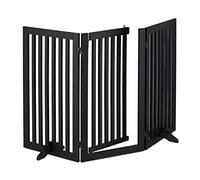 Relaxdays Bambini Cancelletto per Animali, Barriera per Cani e Gatti, 3 Pannelli, Recinzione per Scale, MDF, 92x154 cm, Nero, Fibra di Legno, 1 pz