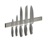 Relaxdays Barra Magnetica Portacoltelli in Acciaio Inox, Autoadesiva, Asta Lunga 40 cm, Guida a Parete, Argento Nero