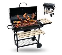 Relaxdays Barbecue a Carbone con Coperchio e termometro, Carrello, Nero
