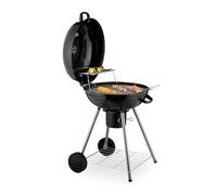 Relaxdays Barbecue a Sfera a Carbonella, Grill Esterno Ø 53 cm, con Coperchio, Ruote, Raccoglicenere e Termometro, Nero, Acciaio, Plastica