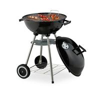 Barbecue Sfera Ø 44 cm Ruote Griglia Campeggio Coperchio Vassoio Raccoglicenere