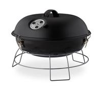 Relaxdays Barbecue a Sfera, Portatile, con Coperchio, Ampia Superficie di Cottura, Carbonella in Legno, Ø36cm, Nero