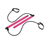 Relaxdays Barra Elastici Fitness Pilates, Kit Bastone e Bande di Resistenza, Attrezzi Allenamento a Casa, Workout, Rosa