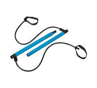 Relaxdays Barra Elastici Fitness Pilates, Kit Bastone e Bande di Resistenza, Attrezzi Allenamento a Casa, Workout, Blu