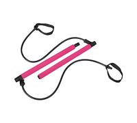 Relaxdays Barra Elastici Fitness Pilates, Kit Bastone e Bande di Resistenza, Attrezzi Allenamento a Casa, Workout, Rosa