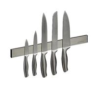 Relaxdays Barra Magnetica Portacoltelli in Acciaio Inox, Autoadesiva, Asta Lunga 40 cm, Guida a Parete, Argento Nero