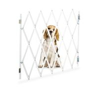 Relaxdays Cancelletto di Sicurezza per Cani, Barriera Porte e Scale, Allungabile 118 cm, Alto 69-82,5 cm, bambù, Bianco