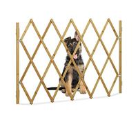 Relaxdays Barriera per cani, cancelletto di sicurezza per porte e scale, griglia a forbice estensibile fino a 116,5 cm, altezza 82,5 cm, naturale, L