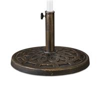 Relaxdays Base per Ombrellone, per Aste da 38-50 mm, Resistente alle Intemperie, Giardino & Balcone, Ø 49,5 cm, Marrone