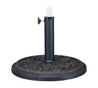 Relaxdays Base per Ombrellone, per Aste con D: 35 mm, 38mm, 48 mm, Adattatori Precisi, Antivento, Stabile, Nero