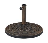 Relaxdays Base per Ombrellone, per Aste da 34-48 mm, Resistente alle Intemperie, Giardino e Balcone, Ø 49cm, Bronzo Nero, Acciaio, Plastica, Poliresina