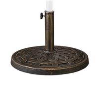 Relaxdays Base per Ombrellone, per Aste da 38-50 mm, Resistente alle Intemperie, Giardino & Balcone, Ø 49,5 cm, Marrone