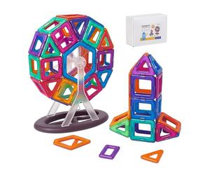 Relaxdays Bastoncini Magnetici per Bambini, Set da 68 Forme per Costruzioni Diverse, Gioco da 3 Anni, ABS, Colorato