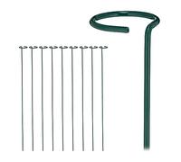 Relaxdays Bastoncini per Piante in Metallo, Set da 10 Ausili per Rampicanti, Supporti Piantine, L: 80 cm, Verde Scuro, Acciaio