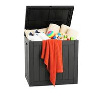 Relaxdays Baule da Giardino Resistente alle intemperie e ai Raggi UV con Cuscini e Attrezzi, 53x56x43 cm, Nero