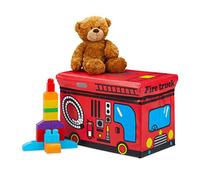 Relaxdays Baule Portagiochi, Ceste Portaoggetti, Contenitore con Coperchio Imbottito, Bambini, 34 x 49 x 31 cm, Rosso