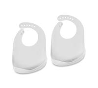 Relaxdays Bavaglini Silicone con Tasca, Set da 2 Bavettine con Raccoglipappa, Senza BPA, Bavette Lavabili, Bianco