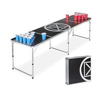Relaxdays Beer Pong, Folding, Drinking Game, Audi Table Design, for Adults, Tavolo, Pieghevole, Unisex-Adulto, Bianco/Nero, HWD: 70 x 241.5 x 60 cm
