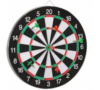 Relaxdays Bersaglio con Freccette, Tabellone Double Face, Diametro 43 cm, 6 Darts, Gioco Classico Dartboard, Nero Bianco