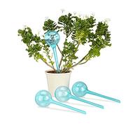 Relaxdays Set 4 Sfere per Irrigazione, Dosatori d’Acqua per Piante da Vaso, Durata 2 Settimane, in Plastica, Azzurro, 4 pz
