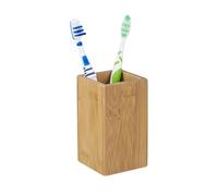Relaxdays Portaspazzolini Bambù, Design Naturale, HxLxP: 11 x 6,5 x 6,5 cm, Marrone