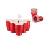 Relaxdays Set Bicchieri da Beer Pong, Bevande 16 oz/473 ml, Accessori Feste, Party, Gioco Alcolico, 50x, rosso
