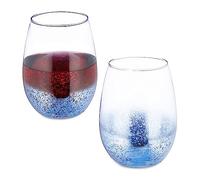 Relaxdays Bicchieri da Vino Senza Stelo, Set da 2 Calici da Cocktail o per Acqua e Bevande, 500 ml Ciascuno, Blu, 12 x 9.5 x 9.5 cm