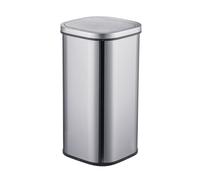 Relaxdays Bidone con sensore da 30 l, Coperchio Automatico, Porta Sacchetti, Acciaio Inox, Argento 52.5x25x25 cm