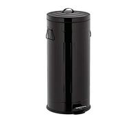 relaxdays Bidone “retrò” da 30 Litri per Rifiuti con Pedale, Secchio Interno in Plastica in Acciaio Inox, Colore Nero, ColoreNero, 67.00 x 30.00 x 35.00 cm
