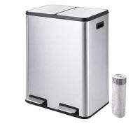 Relaxdays Bidone rifiuti 2 scomparti acciaio inox