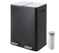 Relaxdays Bidone rifiuti 2 scomparti acciaio inox