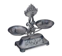 Relaxdays Bilancia Antica Decorativa. Bilancia da Cucina Retro Tradizionale, 3 Pesi, in Ghisa, Grigia/Nera