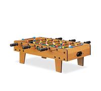 Relaxdays Biliardino calcio balilla per bambini e adulti calcetto gioco effetto legno L x P: 69 x 37 cm verde marrone