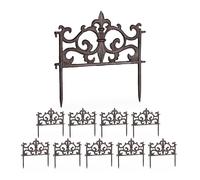 Relaxdays Bordo per Aiuole, Set 10 Recinzioni in Ghisa per Prato in Giardino, HxL: 27x27 cm, Bordure Vintage, Marrone