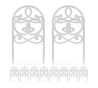 Relaxdays Bordo per Aiuole, Set 10 Recinzioni in Ghisa per Prato in Giardino, HxL: 32,5x17,5 cm, Bordure Vintage, Bianco