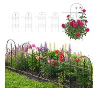 Relaxdays Bordura per aiuole, Set 5, Metallo, HxB: 81x44 cm, inseribile Nero