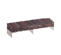 Relaxdays Bordure per aiuole in salice, Set 10, 10 x 100 cm, da infilare, Marrone
