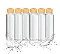 Relaxdays Borracce Termiche, Tappo in bambù, Set da 6, Custodia in Neoprene, 500ml, Vetro Borosilicato, Trasparente Nero