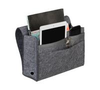 Relaxdays Tasca Portaoggetti da Letto, 6 Scomparti con 4 Chiusure Strappo, Portatelecomandi Divano, Feltro, Grigio Scuro, 1 pz