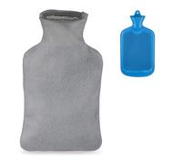 Relaxdays Borsa dell’Acqua Calda con Fodera, Boule Scaldaletto 1,5 L, Terapia Calore Adulti e Bambini, Gomma, Blu Grigio, Tessuto Non Tessuto, 33.5 x 18 x 4 cm