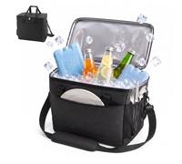 Borsa termica Relaxdays, 40 litri, impermeabile, 2 manici e tracolla, nera