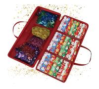Relaxdays Borsa per carta regalo, con zip, maniglie, 3 tasche a rete per accessori, HxLxP: 34 x 82 x 13 cm, rossa